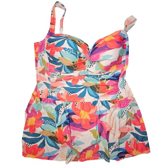 NEW Liz Claiborne One Piece Swim Dress Womens Plus Size 24w Full Coverage (714) - Picture 1 of 6
